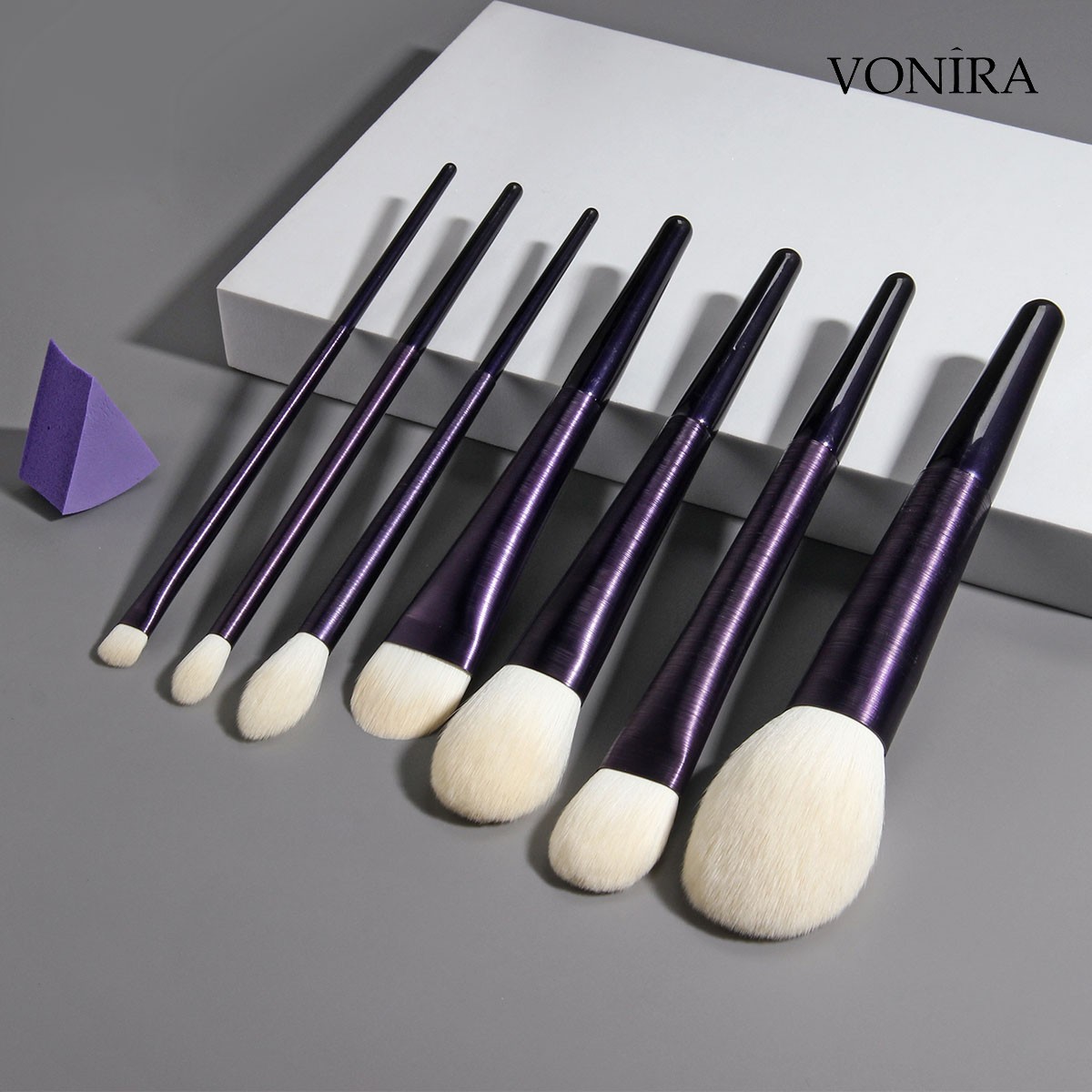 Vonira Custom Private Label OEM ODM High End Luxury Best Price 7 Pcs Purple Cosmetic Brushes Manufacturer China Makeup Brush Set