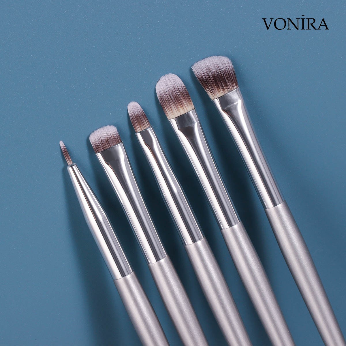 Vonira Free Custom Samples Brochas De Maquillaje Cosmetics Foundation Professional Make up Brushes Silver Color Birch Wooden Handle Makeup Brush Set