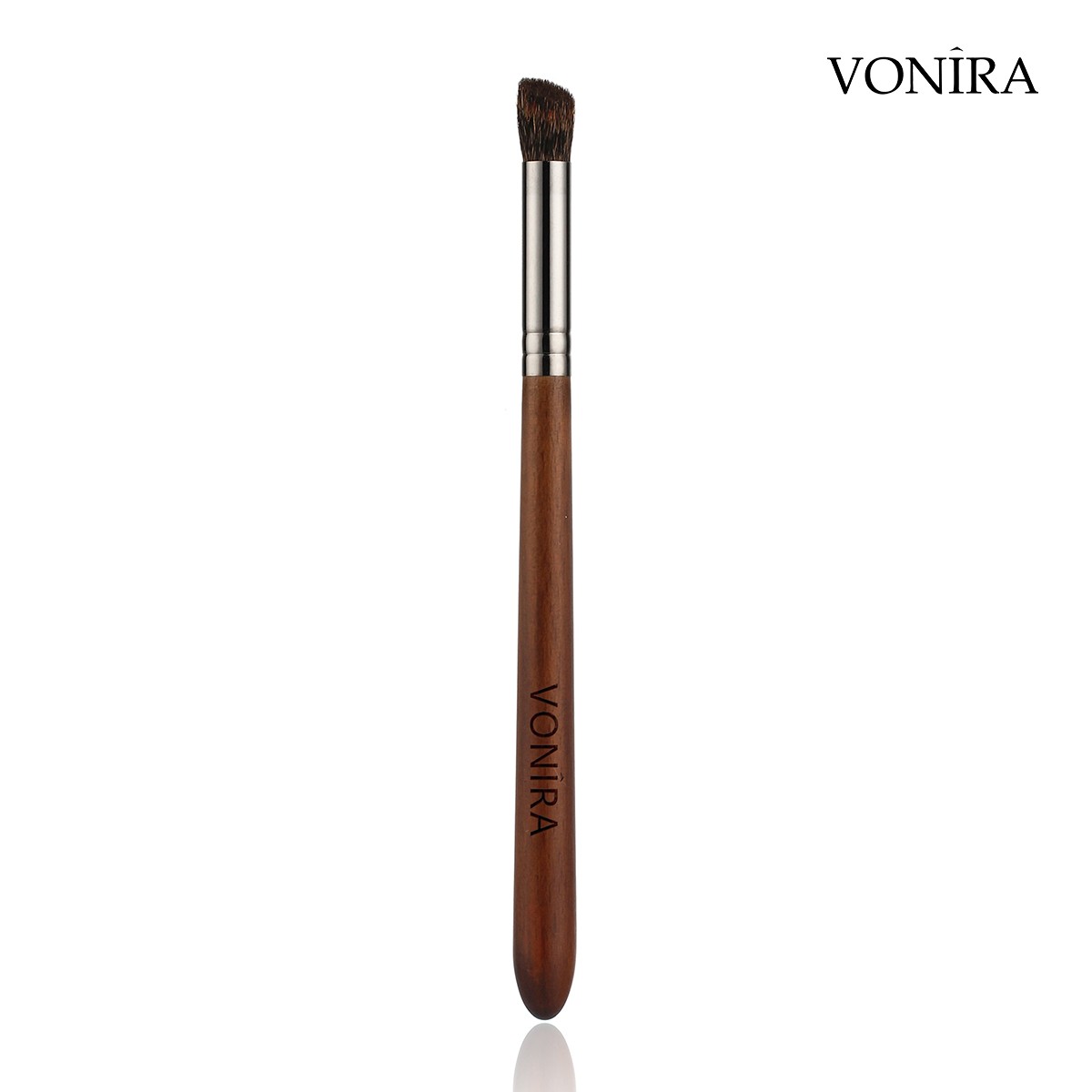 Vonira Beauty Custom Wholesale OEM Natural Soft Blue Squirrel Hair Nose Contour Makeup Brush With Silver Copper Birch Wooden Handles