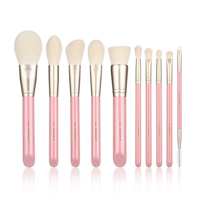 Deluxe Faux Natural Goat Hair Synthetic Filament Pink Cosmetic Brushes High Quality Makeup Brush Sets & Kits