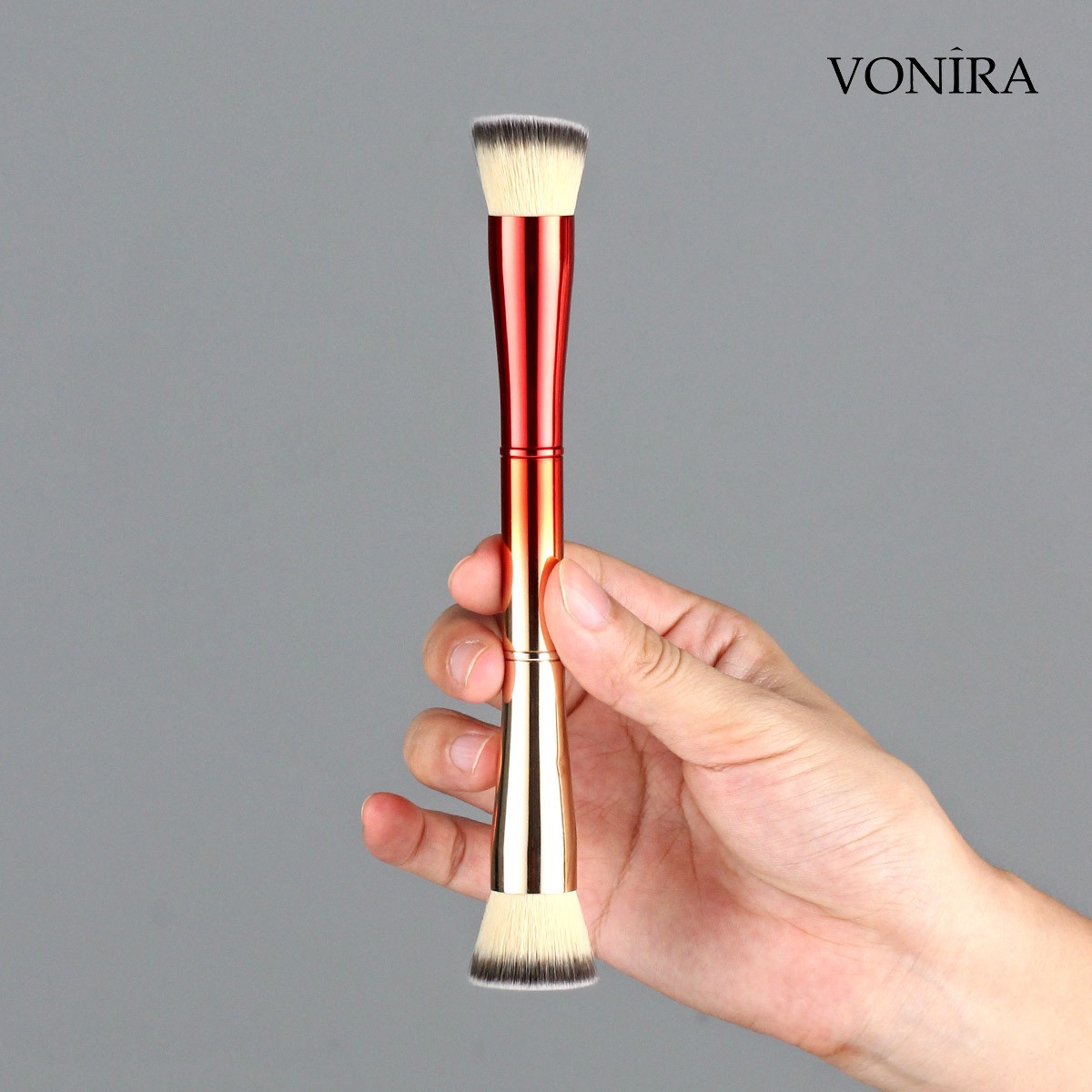 Vonira Double Ended Flat Angled & Flat Top Foundation Makeup Airbrush Buffering Contour Brushes With Private Label OEM Service