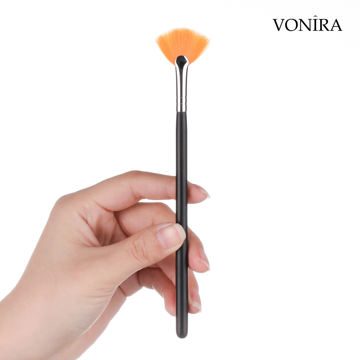 Vonira Beauty Large Eye Lash Fan Makeup Brush Facial Taklon Hair Skin Peeling Treatment Fan Mask Brush