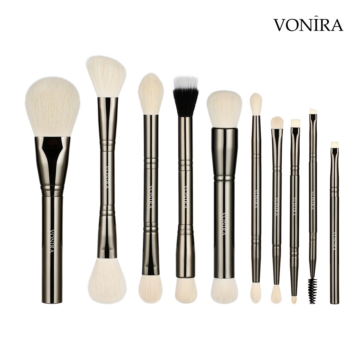 Vonira Beauty Factory New 10 Pieces Double Sided Luxury Faux Goat Hair Makeup Brush Set With Custom Private Label