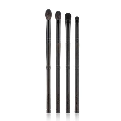 Vonira Beauty Luxurious Handcrafted Natural Goat Pony Hair Eboony Wood Matte Black Brass Ferrule Makeup Eye Brushes Set 