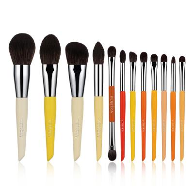 Vonira High Quality Colorfull Makeup Brushes 12 Pcs Vegan Hair Face Natural Goat Eye Professional Makeup Brush Set