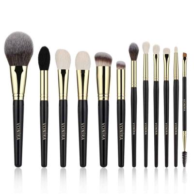 Vonira Beauty Luxurious Handcrafted Natural Hair Gold Copper Ferrule Makeup Artist Brushes Set Wholesale OEM ODM Private Label Logo