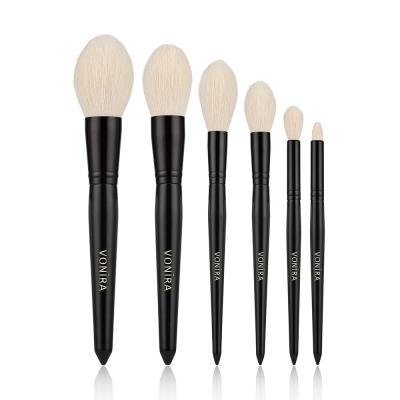 Luxurious Professional Natural White Goat Hair Makeup Brushes Set (6 Pieces) Designed to Provide an Effortless Flawless Application