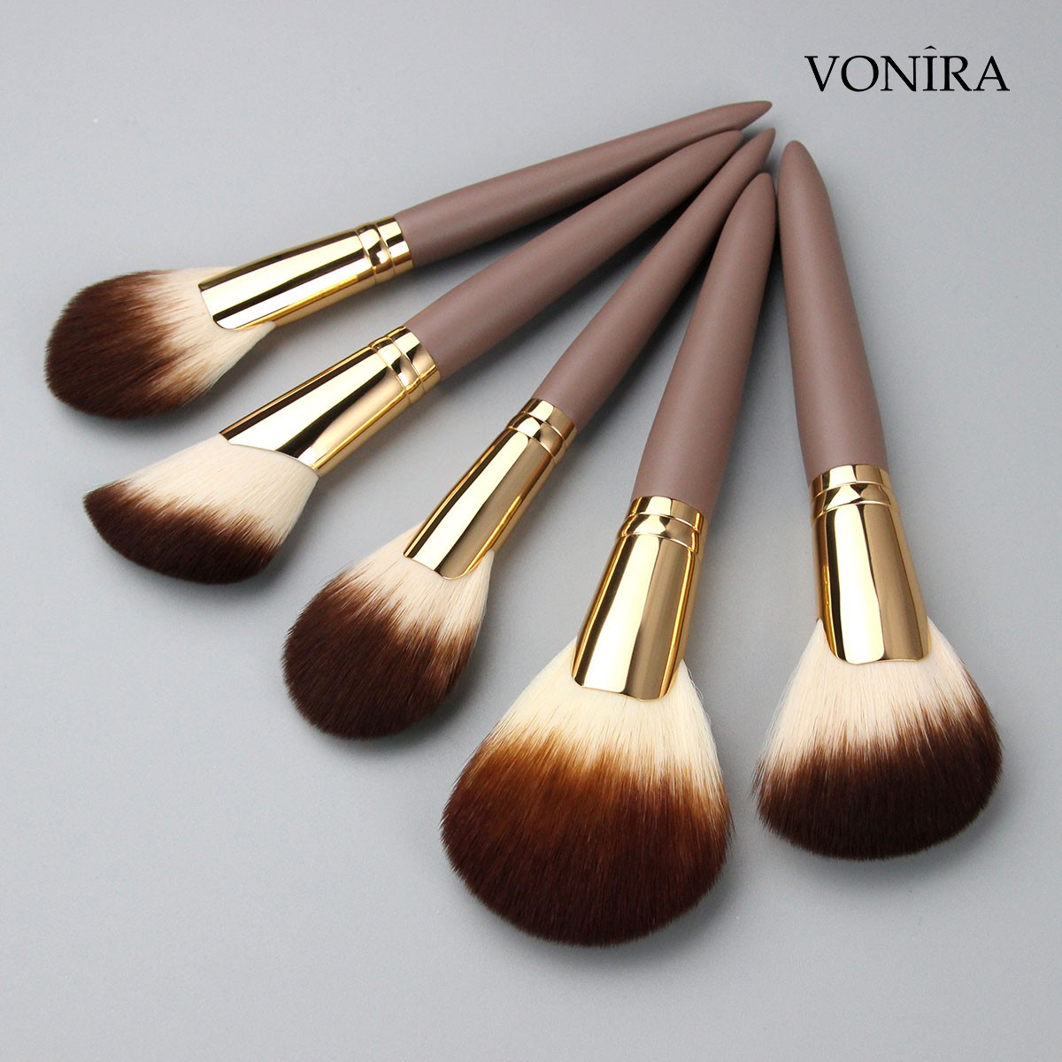 Vonira Luxury Matte Brown Professional Full Artist 20 Pieces Makeup Brush Set With Low MOQ Custom Private Label Make up Brushes