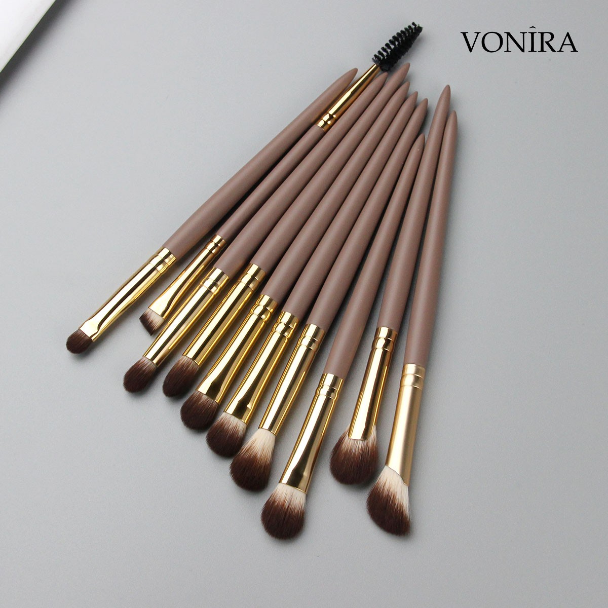 Vonira Luxury Matte Brown Professional Full Artist 20 Pieces Makeup Brush Set With Low MOQ Custom Private Label Make up Brushes