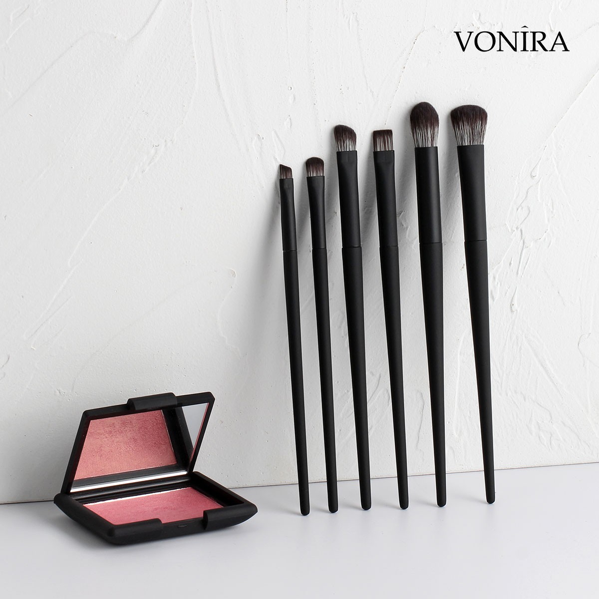 The Quiet Luxury Collection 10-Piece Makeup Brush Set Full Matte Black Vegan Cosmetic Mineral Kit