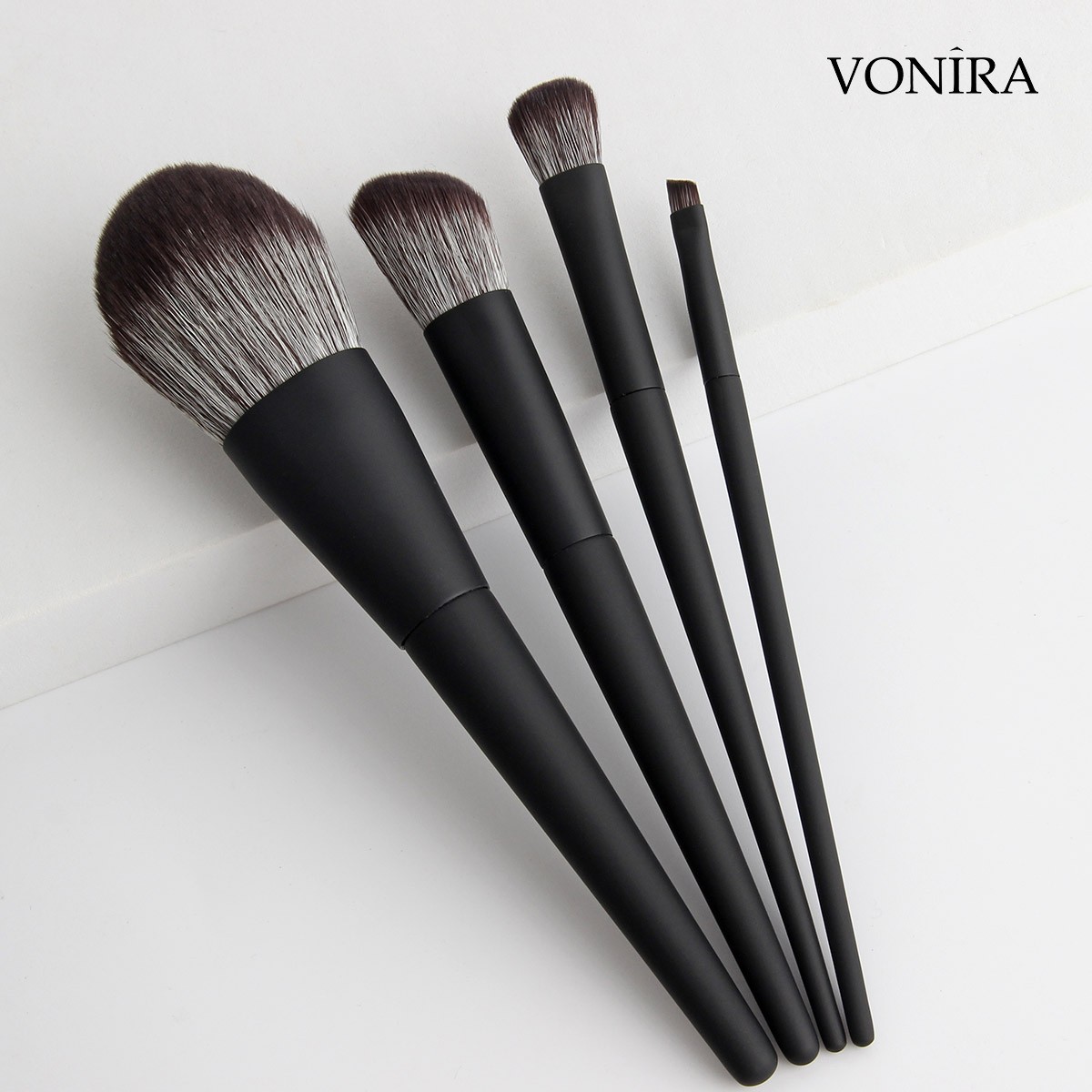 The Quiet Luxury Collection 10-Piece Makeup Brush Set Full Matte Black Vegan Cosmetic Mineral Kit