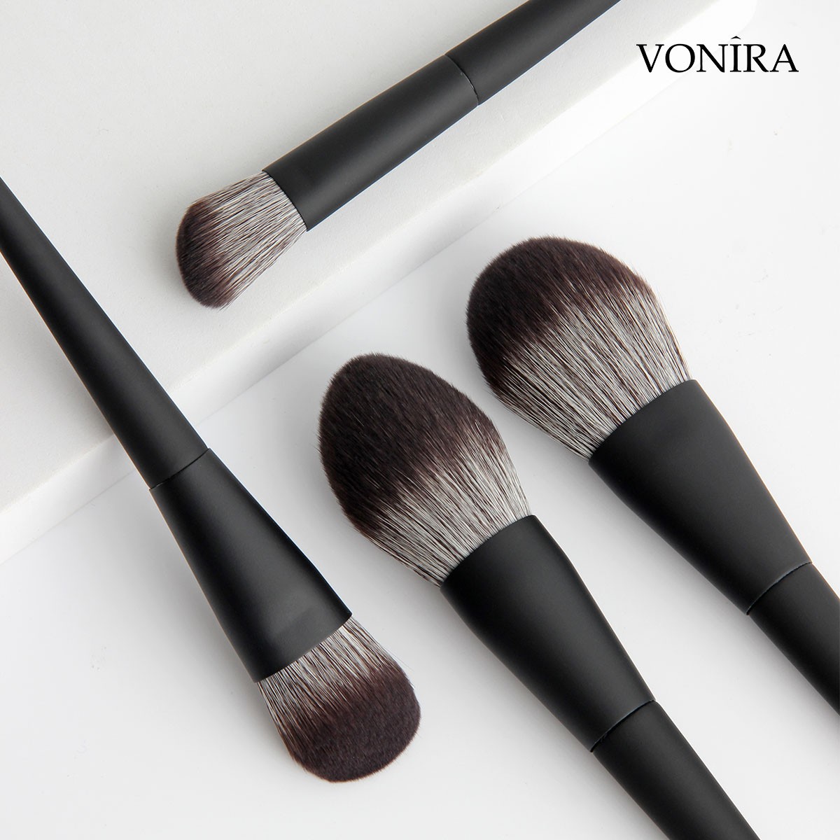 The Quiet Luxury Collection 10-Piece Makeup Brush Set Full Matte Black Vegan Cosmetic Mineral Kit