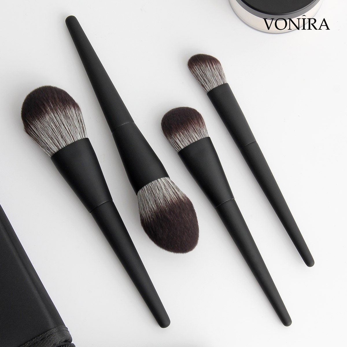 The Quiet Luxury Collection 10-Piece Makeup Brush Set Full Matte Black Vegan Cosmetic Mineral Kit