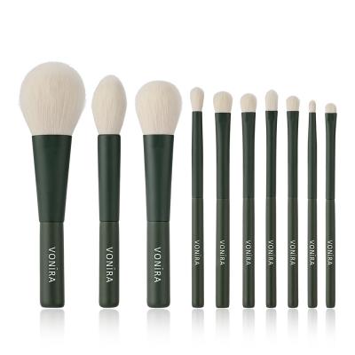 Vonira Faux Goat Hair Function Nano Crystal Taklon PBT White Synthetic Fibre Cosmetic Brushes Kit 10 Pieces