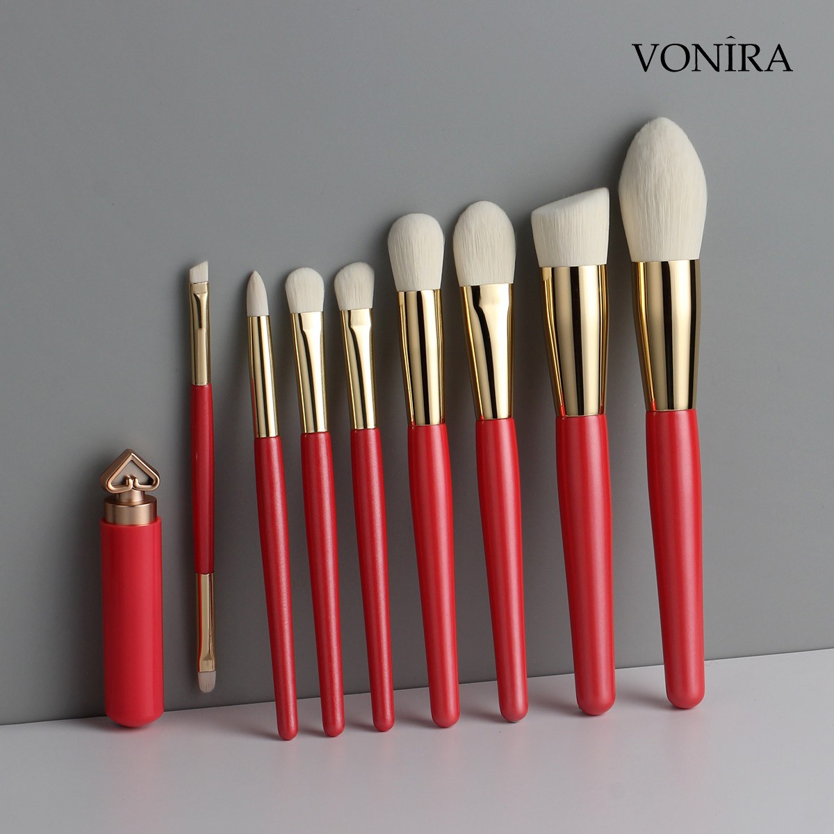 Vonira Beauty Luxury Makeup Wonderful Gift Brush Sets Red Golden Color Personalized Makeup Brushes Collection