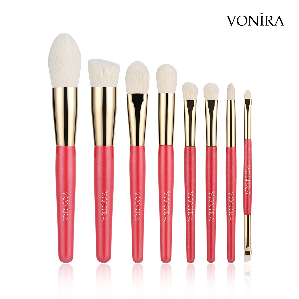 Vonira Beauty Luxury Makeup Wonderful Gift Brush Sets Red Golden Color Personalized Makeup Brushes Collection