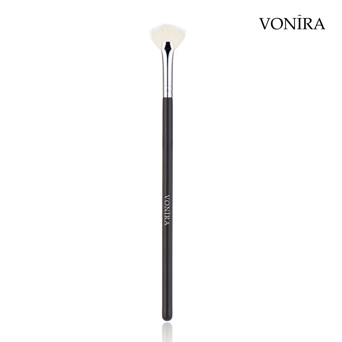 Vonira Beauty Makeup Natural White Goat Hair Lash Fan Mascara Groomer Brush With Copper Ferrule Custom Private Label Service