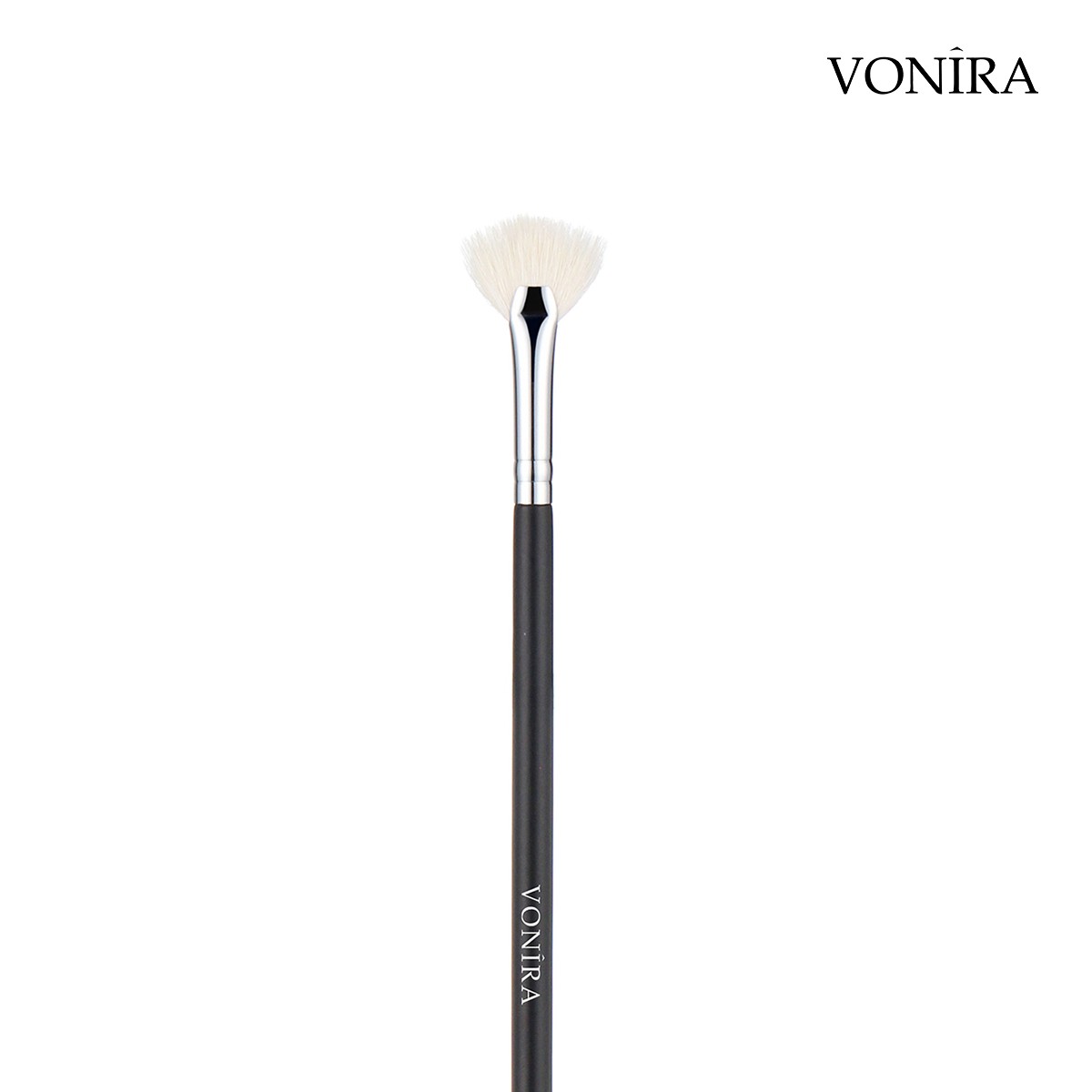 Vonira Beauty Makeup Natural White Goat Hair Lash Fan Mascara Groomer Brush With Copper Ferrule Custom Private Label Service