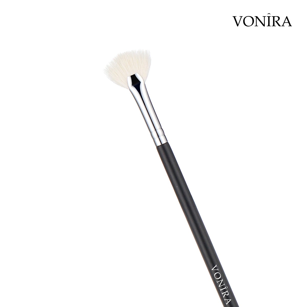 Vonira Beauty Makeup Natural White Goat Hair Lash Fan Mascara Groomer Brush With Copper Ferrule Custom Private Label Service