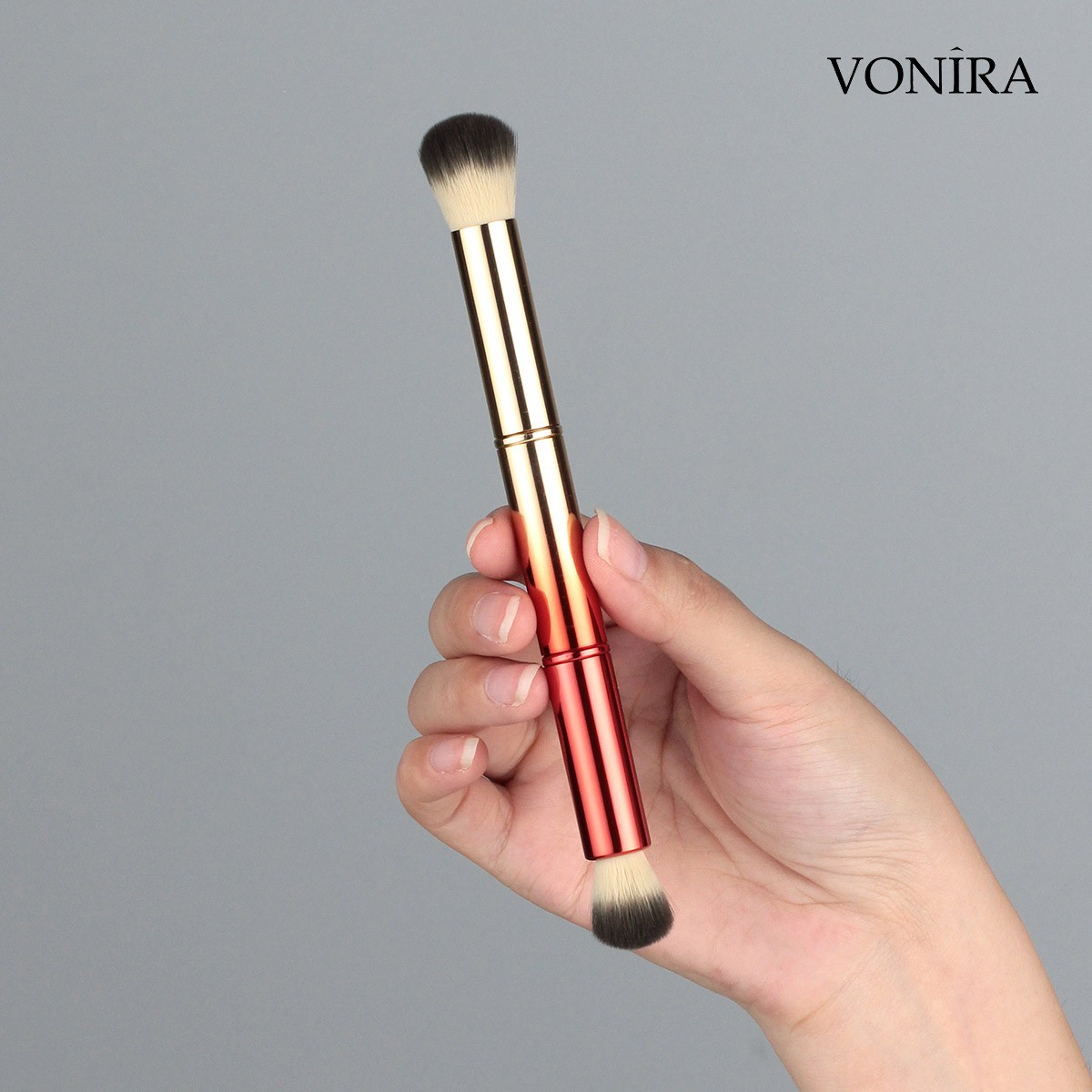Vonira Beauty Manufacturer Wholesale Round Dome Double-Ended Concealer Brush Supplier Custom Logo Private Label Gradient Color
