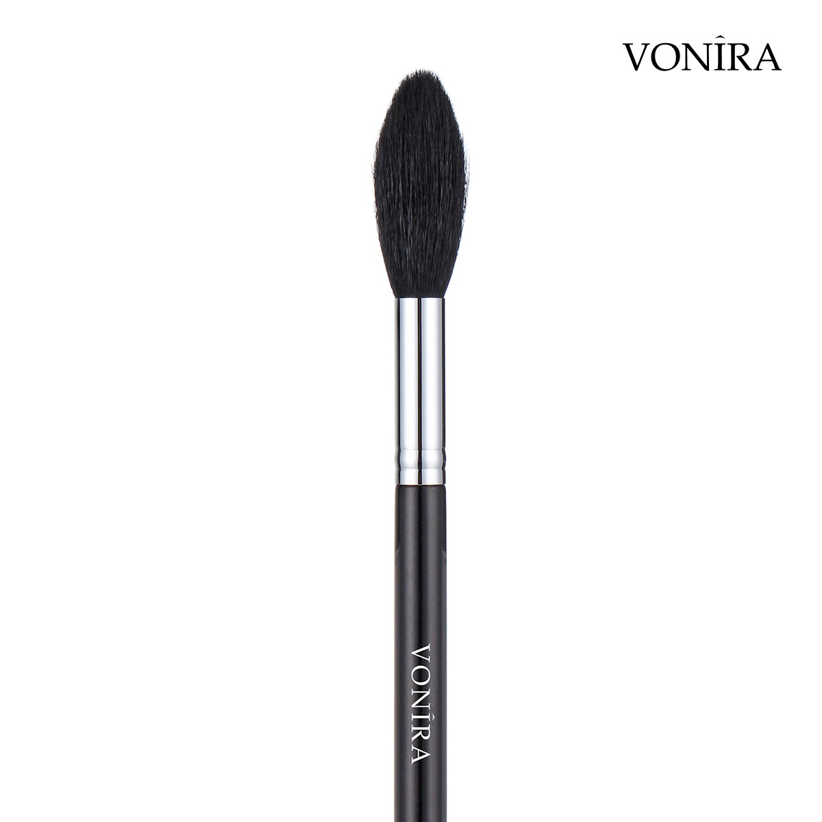 Vonira Beauty Wholesale Natural Black Goat Hair 50MM Length Long Blending Highlighter Makeup Face Brush With Silver Copper Ferrule