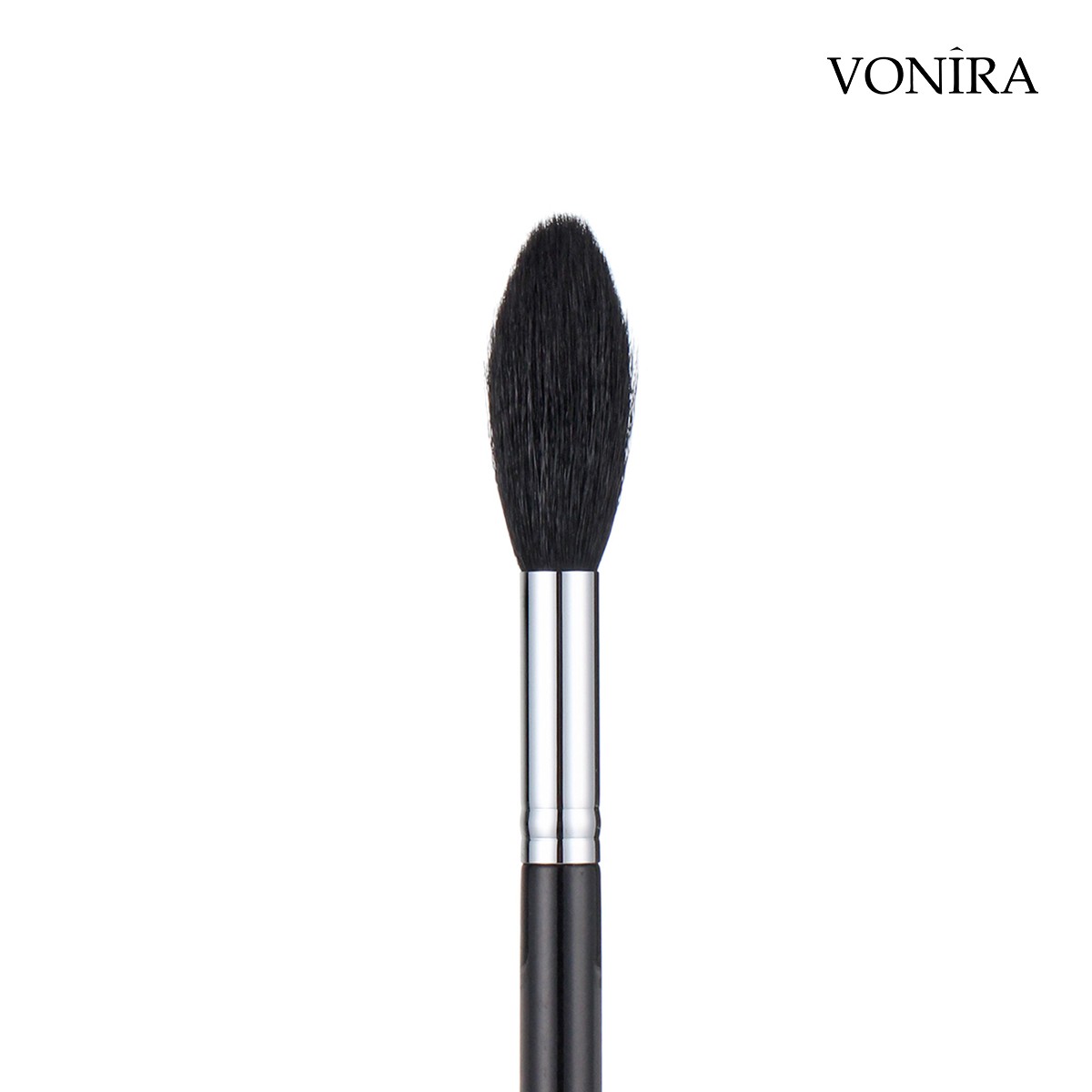 Vonira Beauty Wholesale Natural Black Goat Hair 50MM Length Long Blending Highlighter Makeup Face Brush With Silver Copper Ferrule