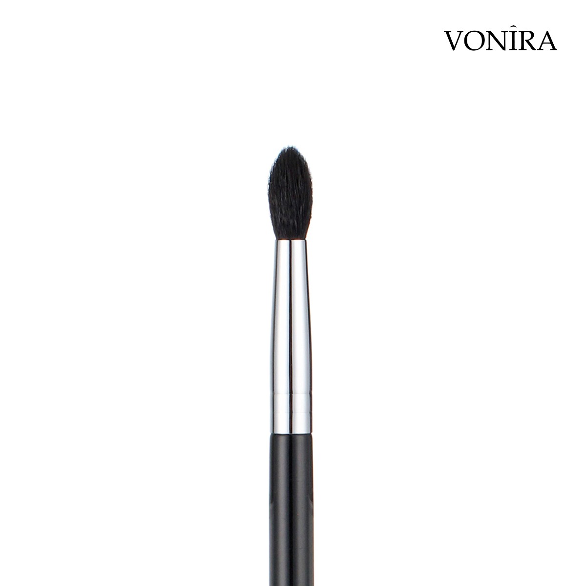 Vonira High Quality Natural Black Goat Hair Tapered Blending Brush With Silver Copper Ferrule Custom Private Label Manufacturer Service