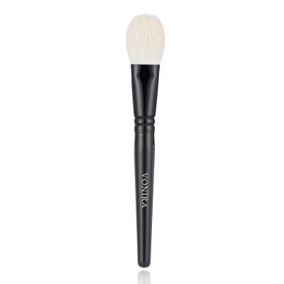 Vonira Beauty Luxury Natural White Goat Hair Powder Blush Brush With Matte Black Copper Ferrule Handle Custom Private Label Makeup Brushes