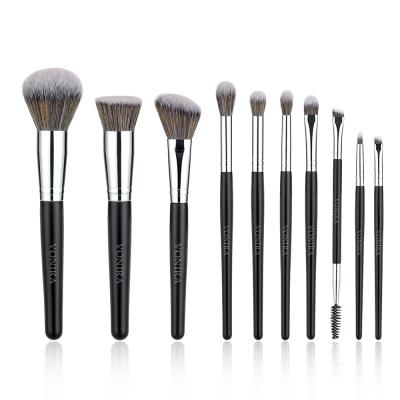 Vonira New Arrival 10pcs Silver Private Label Makeup Brushes Set Custom Logo Foundation Contour Eye Powder  Make up Tools Kit