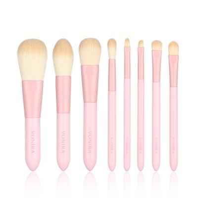 Vonira Nude Pink 7 Pcs Mini Makeup Brush Set With Micro Crystal Hair Face Powder