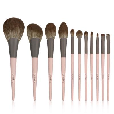 Vonira Beauty Professional Makeup Brush Set Luxury 11pcs Pink Brown Color Cosmetic Brush Kit