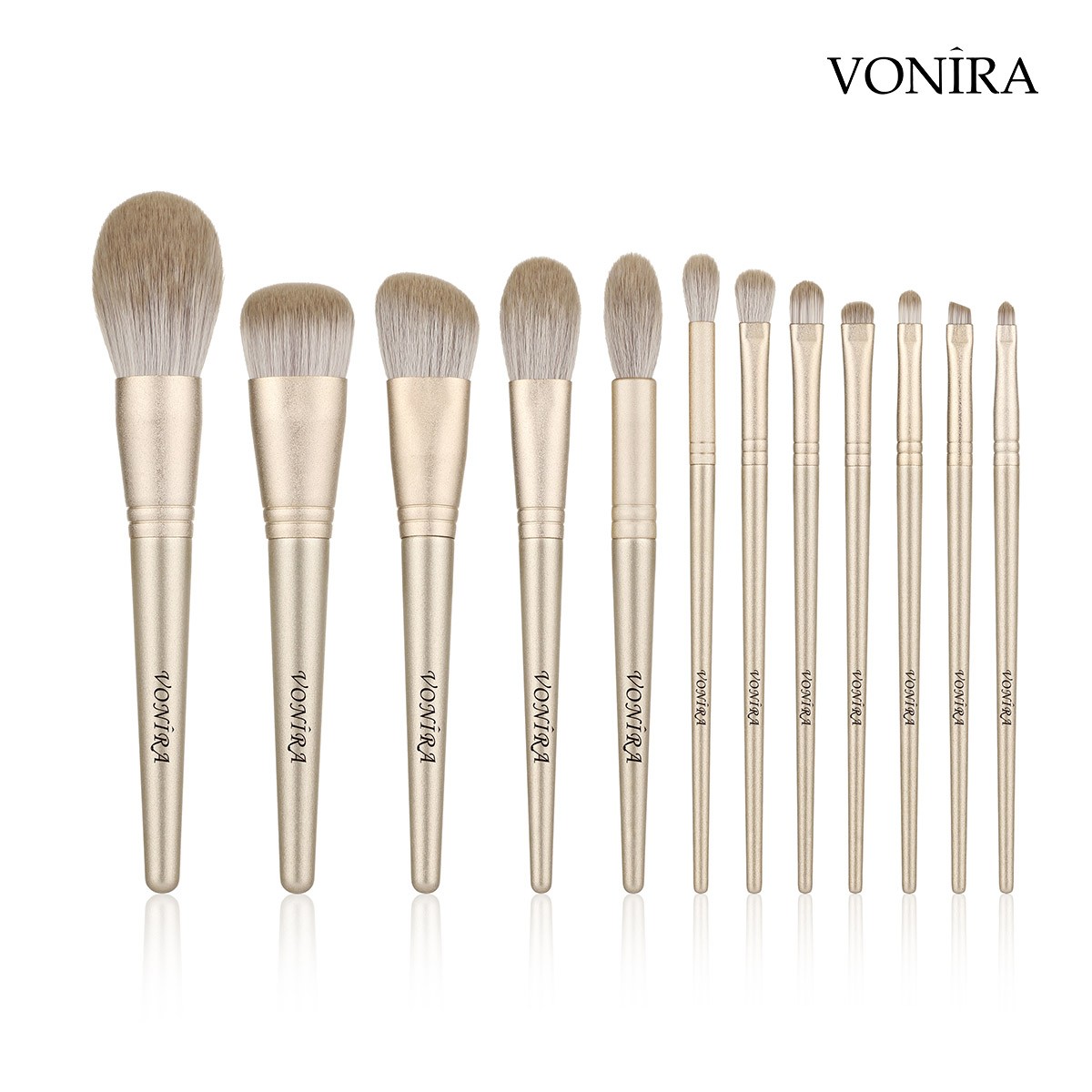 Speical Festival Holdiay 12 Pieces Champagne Gold Essential Makeup Brush Set