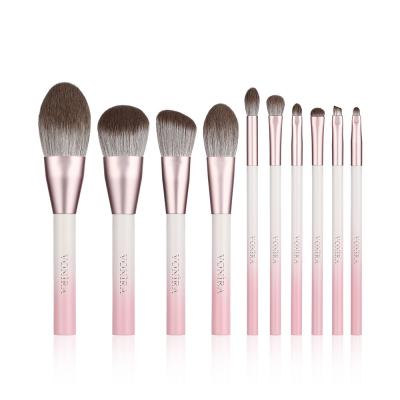 Vonira 10 Pieces Gradient Pink Color Plant Corn Fiber Makeup Brushes Set