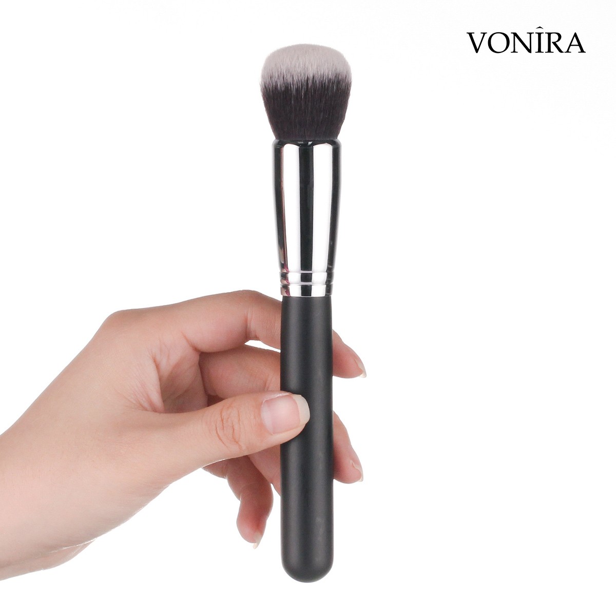 Vonira Beauty A Multi-Tasker Complexion Face Brush Silk Finish Round Foundation Brush With Custom Private Label Service - Image 4
