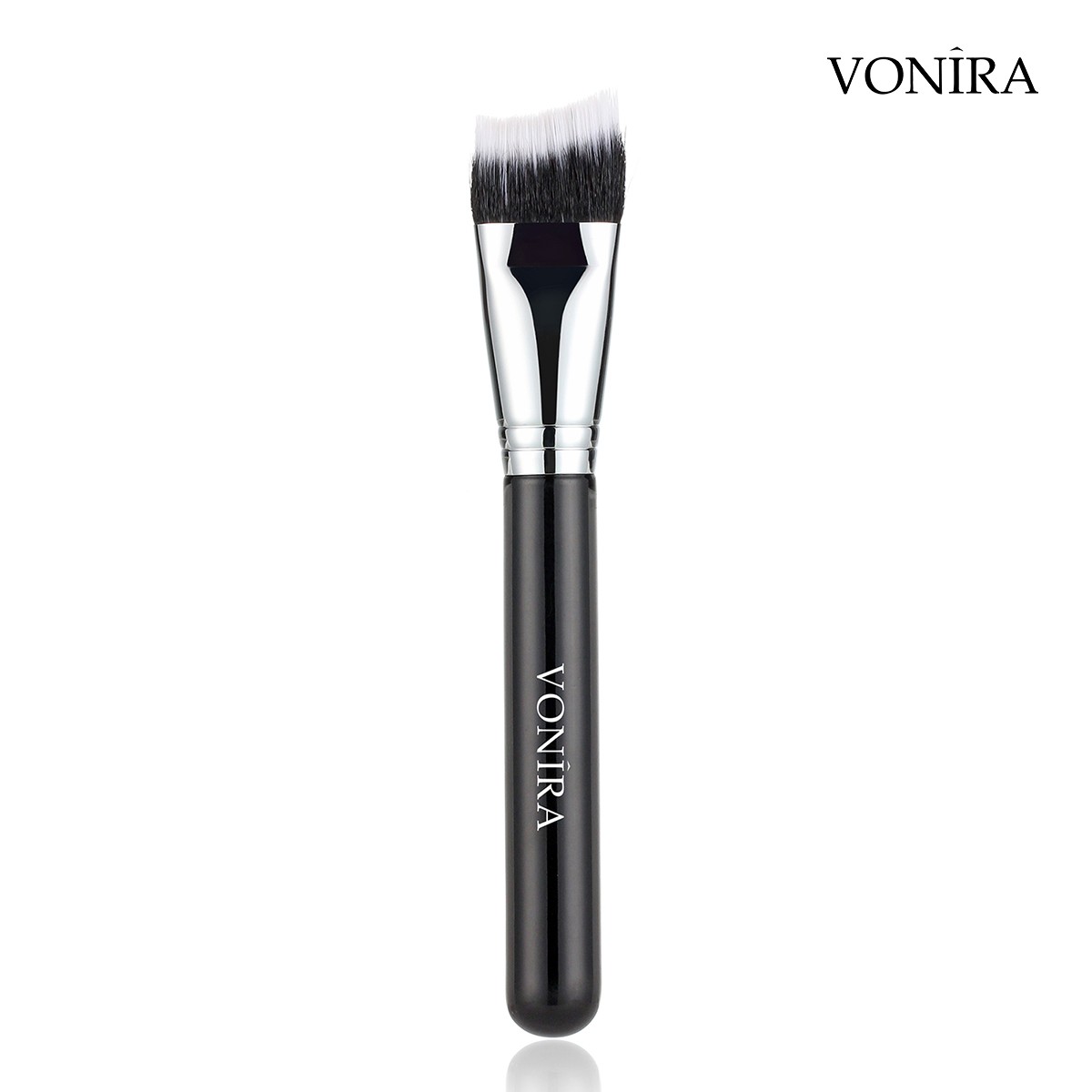 Vonira Beauty Custom Private Label Duo Fibre Curved Sculpting Brush With Natural Goat Synthetic Hair Copper Ferrule