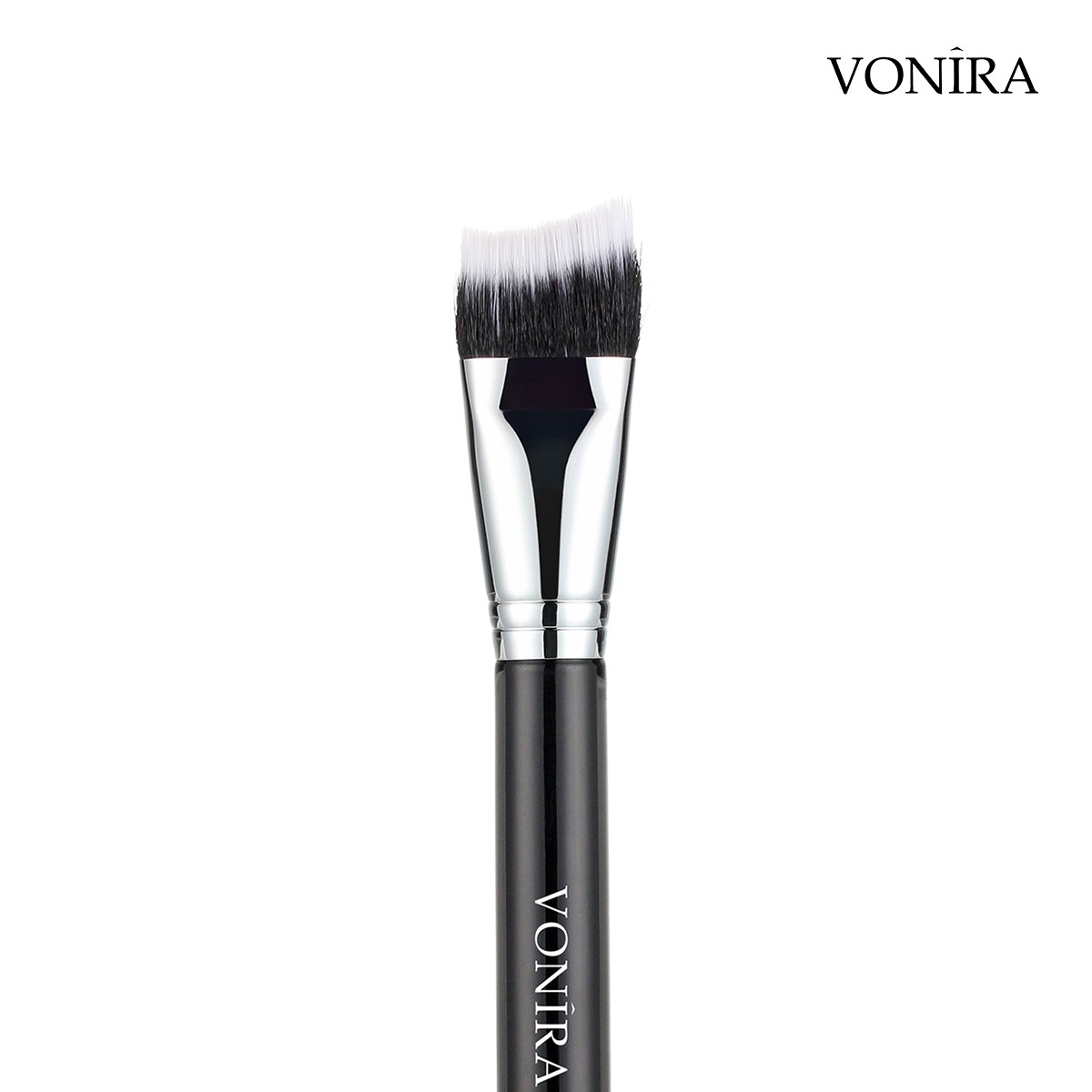 Vonira Beauty Custom Private Label Duo Fibre Curved Sculpting Brush With Natural Goat Synthetic Hair Copper Ferrule