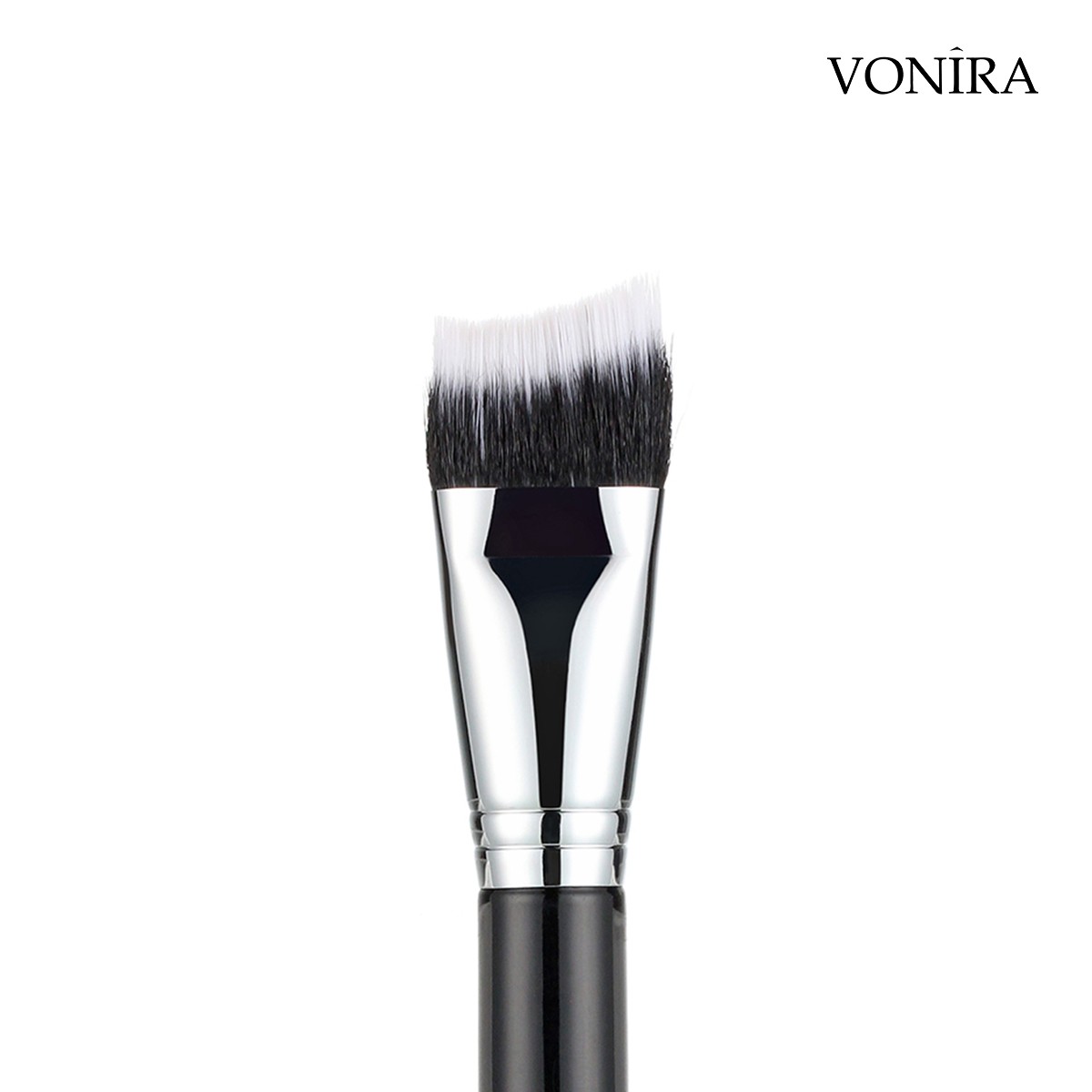 Vonira Beauty Custom Private Label Duo Fibre Curved Sculpting Brush With Natural Goat Synthetic Hair Copper Ferrule