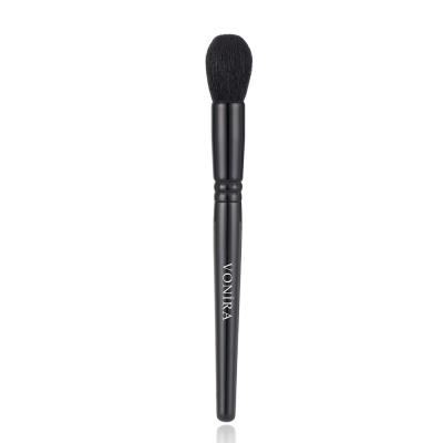 Vonira Beauty Custom Private Label Luxury Professional Round Blush Brush With Matte Black Copper Ferrule Handle
