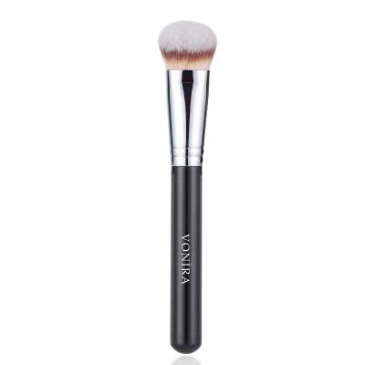 Vonira Beauty Custom Pro Angled Foundation Contour Brush With Silver Copper Ferrule Black Handle Private Label Service