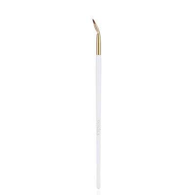 Vonira Beauty Custom Wholesale Bent Liner Tiny Firm Pointed Fine Makeup Brush With 24K Gold Copper Ferrule Birch Wooden Handles