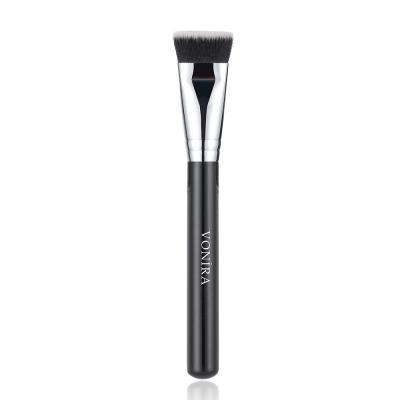 Vonira Beauty Custom Wholesale Deluxe Pro Contour Makeup Brush With Silver Copper Ferrule Black Handle Private Label Service