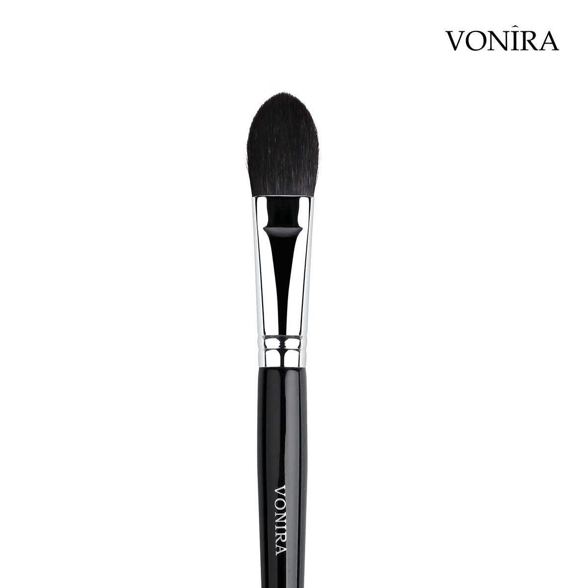 Vonira Beauty Custom Wholesale Grey Squirrel Hair Air Blush Brush With Silver Copper Birch Wooden Handles