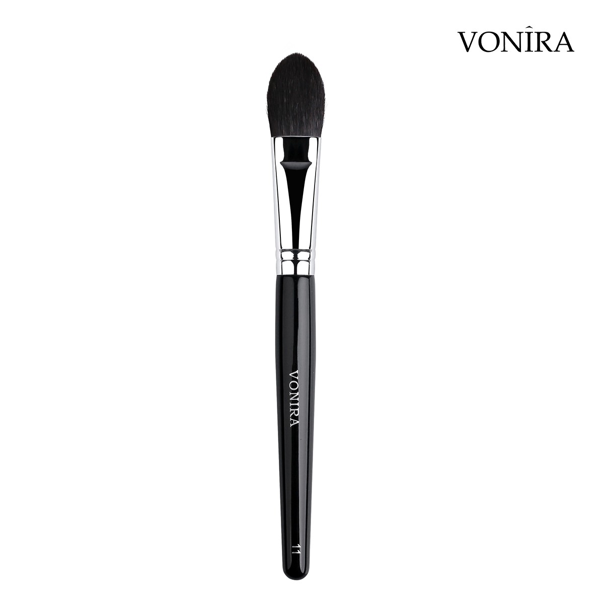 Vonira Beauty Custom Wholesale Grey Squirrel Hair Air Blush Brush With Silver Copper Birch Wooden Handles
