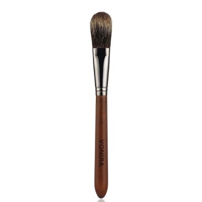Vonira Beauty Custom Wholesale OEM Squirrel Hair Cheek Makeup Brush With Gunmetal Color Copper Ferrule Walnut Wooden Handles