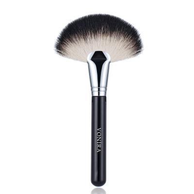 Vonira Beauty Deluxe Large Fan Powder Brush With Matte Black Copper Ferrule Handle Custom Private Label Make up Brushes