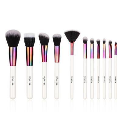 Vonira Beauty Essential 11 Pieces Holographic Makeup Brush Set Cruelty-Free 100% Vegan Bristles