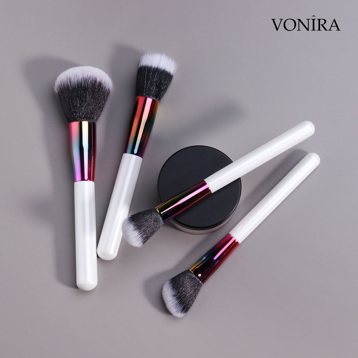 Vonira Beauty Essential 11 Pieces Holographic Makeup Brush Set Cruelty-Free 100% Vegan Bristles