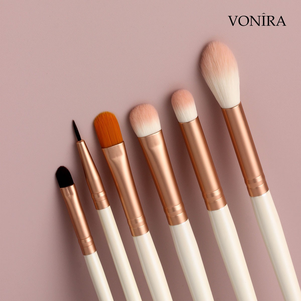 Vonira Beauty Face Powder Blush Foundation Highlighting Pink Cosmetic Brush Set with Custom Pink Storage Bag Available