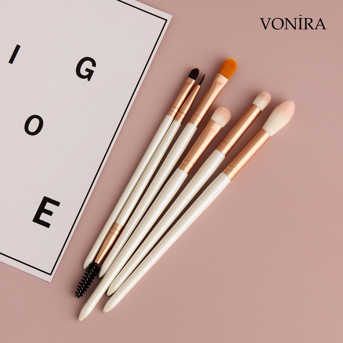 Vonira Beauty Face Powder Blush Foundation Highlighting Pink Cosmetic Brush Set with Custom Pink Storage Bag Available