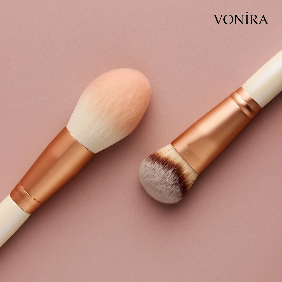 Vonira Beauty Face Powder Blush Foundation Highlighting Pink Cosmetic Brush Set with Custom Pink Storage Bag Available
